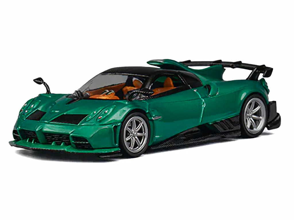 Pagani Imola Emerald Green Metallic with Carbon Top and Extra Wheels 1/64 Diecast Model Car by CM Model - image 2