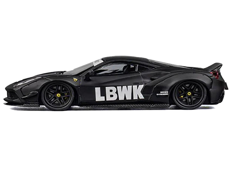 LB Works 488 "LBWK" Matt Black 1/64 Diecast Model Car by CM Model - image 2
