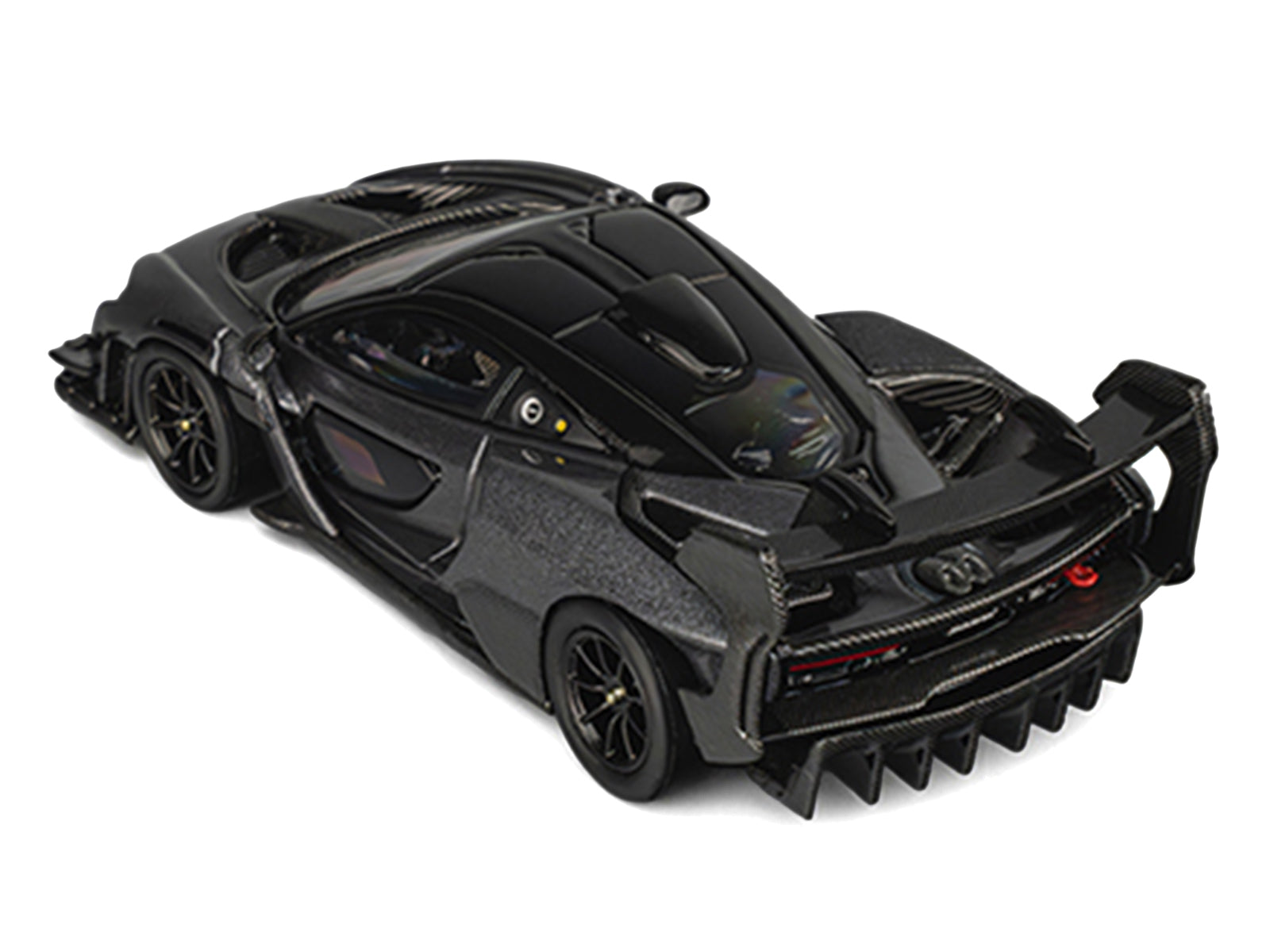 McLaren Senna GTR Dark Gray Metallic with Carbon Hood and Black Top 1/64 Diecast Model Car by CM Model - image 3