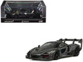 McLaren Senna GTR Dark Gray Metallic with Carbon Hood and Black Top 1/64 Diecast Model Car by CM Model
