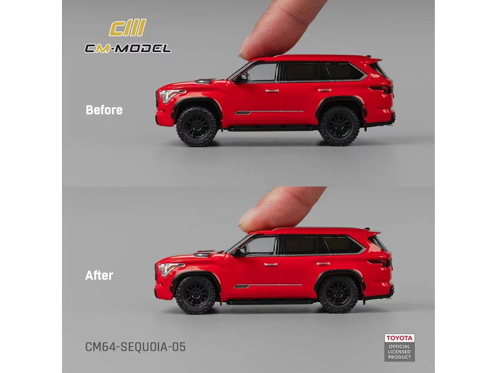 2024 Toyota Sequoia Solar Red 1/64 Diecast Model Car by CM Model - image 3
