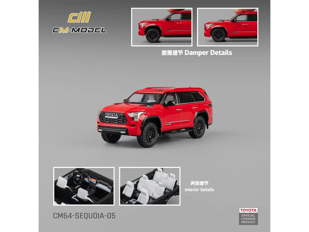 2024 Toyota Sequoia Solar Red 1/64 Diecast Model Car by CM Model - image 4