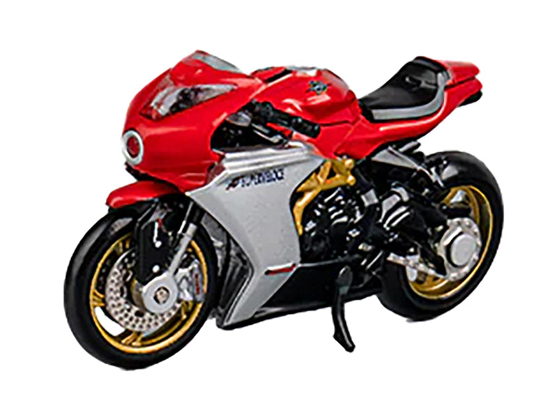 MV Agusta Superveloce 800 Motorcycle Red and Silver with Figure 1/64 Diecast Model by CM Model - image 2
