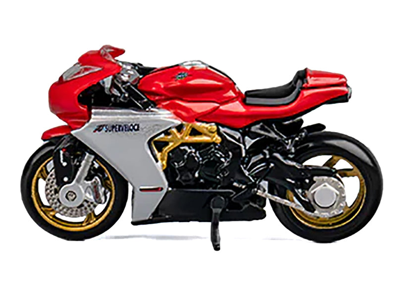 MV Agusta Superveloce 800 Motorcycle Red and Silver with Figure 1/64 Diecast Model by CM Model - image 3