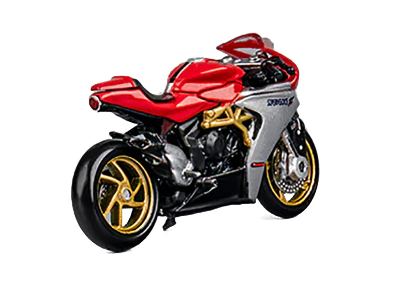 MV Agusta Superveloce 800 Motorcycle Red and Silver with Figure 1/64 Diecast Model by CM Model - image 4