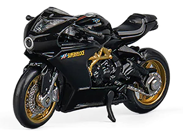 MV Agusta Superveloce 800 Motorcycle Black and Gold with Figure 1/64 Diecast Model by CM Model - image 3