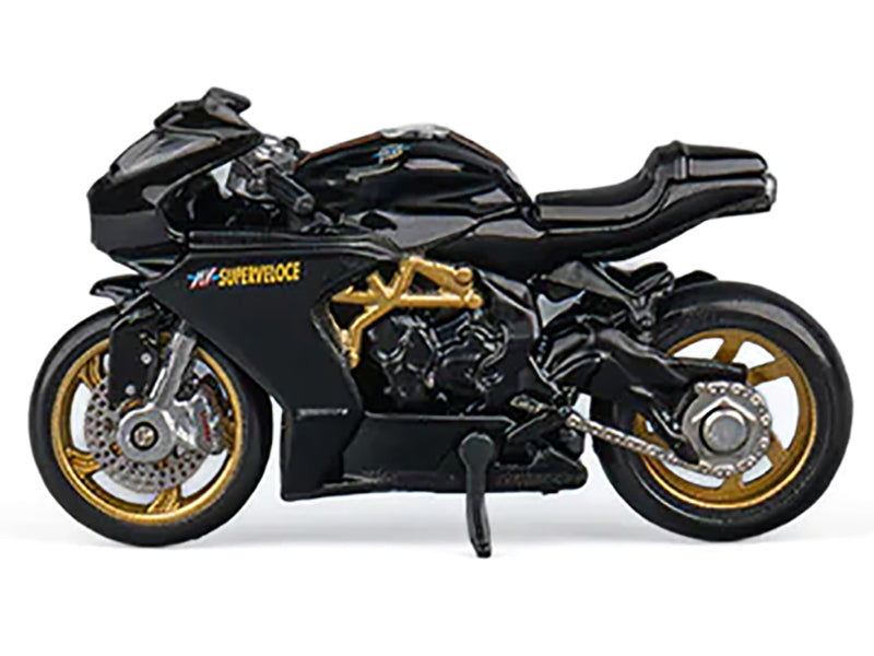MV Agusta Superveloce 800 Motorcycle Black and Gold with Figure 1/64 Diecast Model by CM Model - image 2