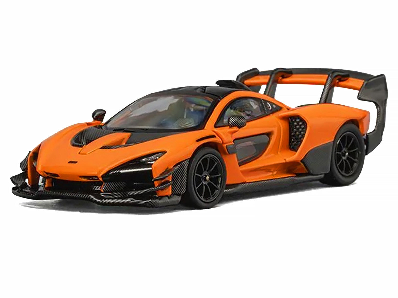 McLaren Senna GTR Orange Metallic with Carbon Hood and Black Top 1/64 Diecast Model Car by CM Model - image 2