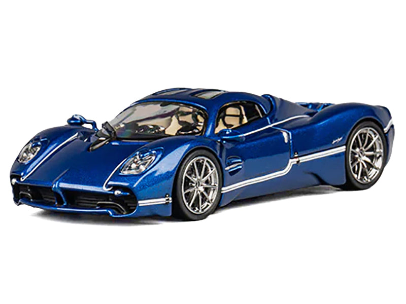 Pagani Utopia Blue Metallic with White Stripes 1/64 Diecast Model Car by CM Model - image 2