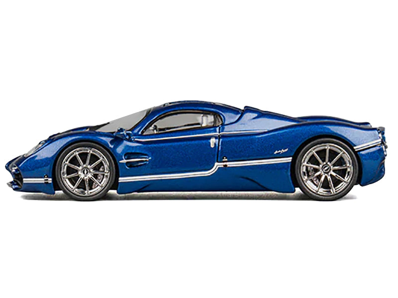 Pagani Utopia Blue Metallic with White Stripes 1/64 Diecast Model Car by CM Model - image 3