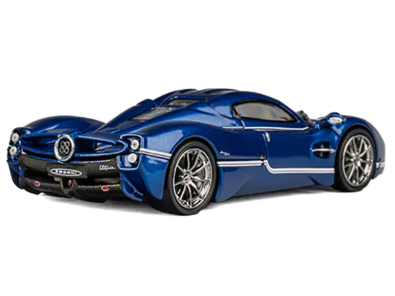 Pagani Utopia Blue Metallic with White Stripes 1/64 Diecast Model Car by CM Model - image 4