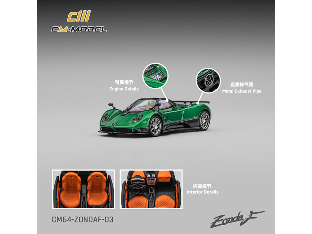 Pagani Zonda F Emerald Green Metallic with Moonroof 1/64 Diecast Model Car by CM Models - image 3