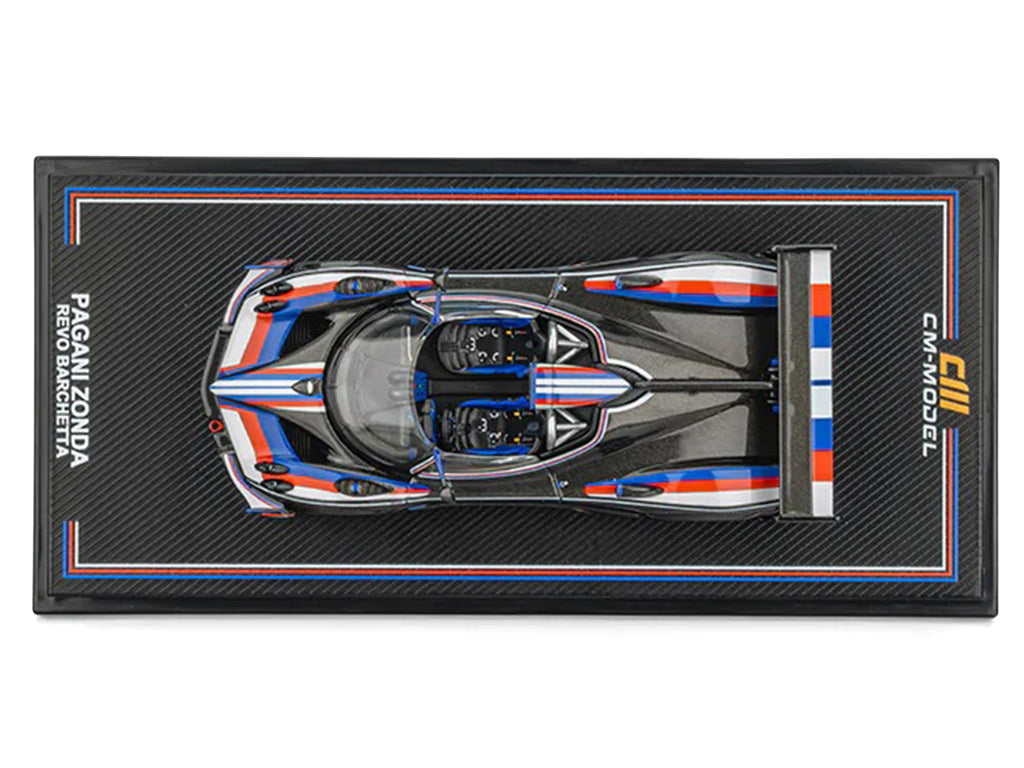Pagani Zonda Revo Barchetta Carbon with Red White and Blue Stripes 1/64 Diecast Model Car by CM Model - image 5