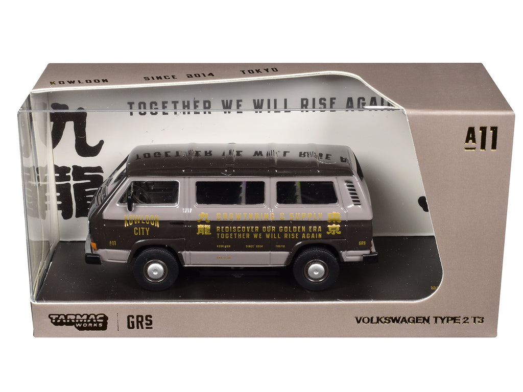 Volkswagen Type 2 T3 GRS Van "Kowloon City - Growthring and Supply" Brown Two-Tone "Collab64" Series 1/64 Diecast Model Car by Schuco & Tarmac Works