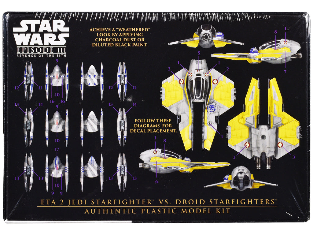 Skill 2 Model Kit ETA 2 Jedi Starfighter VS. Droid Starfighters 4 Model Set "Star Wars: Episode III - Revenge of the Sith" (2005) Movie 1/48 Scale Model by AMT - image 4