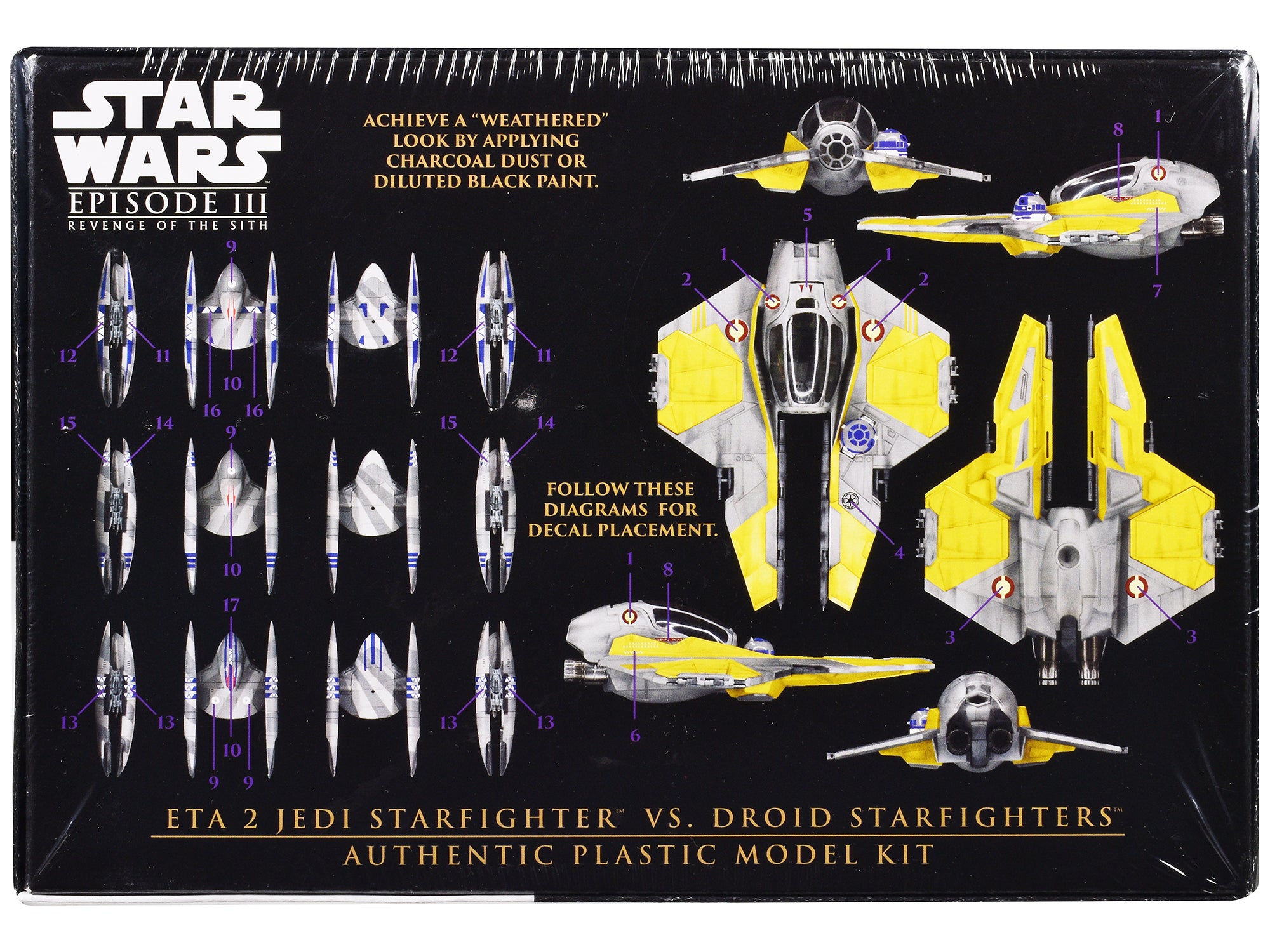 Skill 2 Model Kit ETA 2 Jedi Starfighter VS. Droid Starfighters 4 Model Set "Star Wars: Episode III - Revenge of the Sith" (2005) Movie 1/48 Scale Model by AMT - image 4
