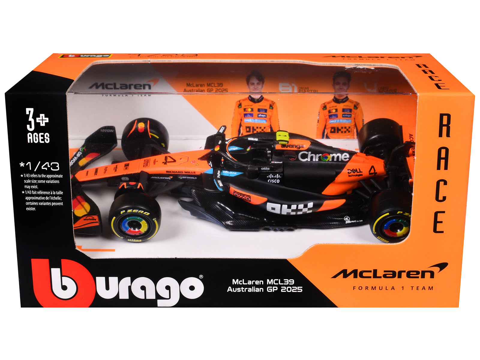 McLaren MCL39 #4 Lando Norris "OKX" Winner Formula One F1 "Australian GP" (2025) "Race" Series 1/43 Diecast Model Car by Bburago - image 3