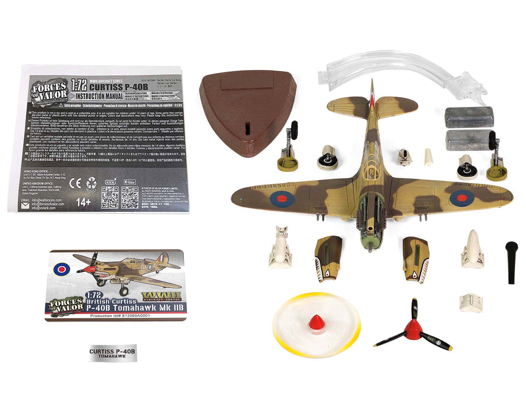 Curtiss P-40B Tomahawk MK IIB Aircraft Fighter "112 Squadron (Royal Air Force) AK402 GA-F North Africa" (October 1941) "WW2 Aircrafts Series" 1/72 Diecast Model by Forces of Valor - image 5