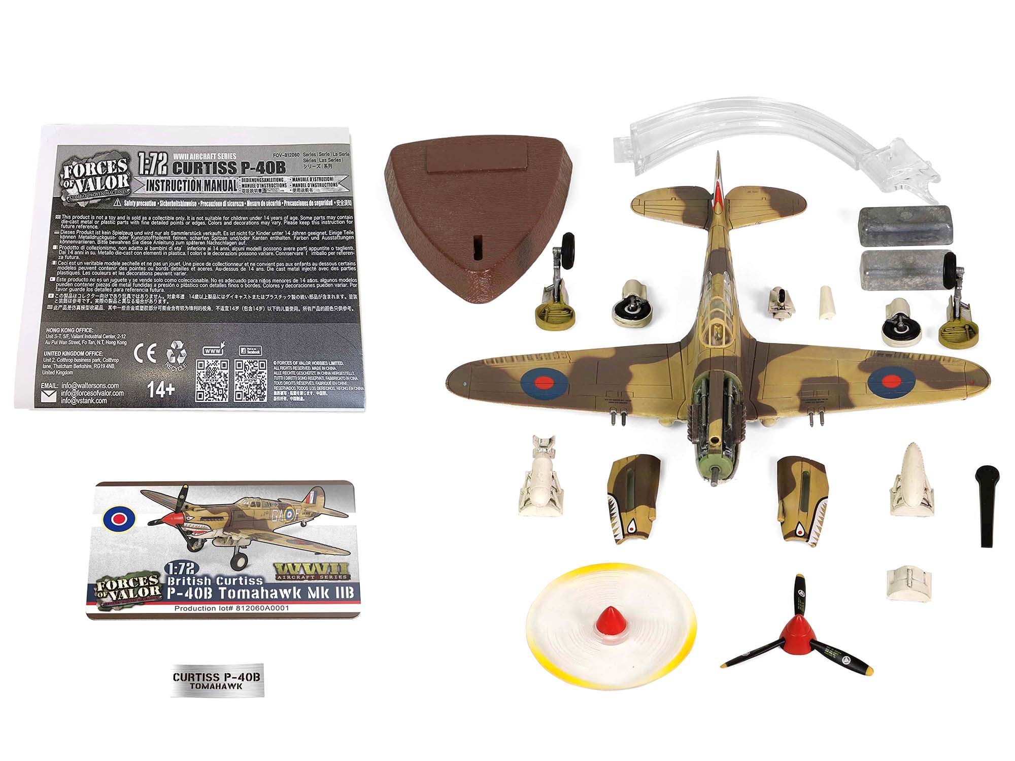 Curtiss P-40B Tomahawk MK IIB Aircraft Fighter "112 Squadron (Royal Air Force) AK402 GA-F North Africa" (October 1941) "WW2 Aircrafts Series" 1/72 Diecast Model by Forces of Valor - image 5