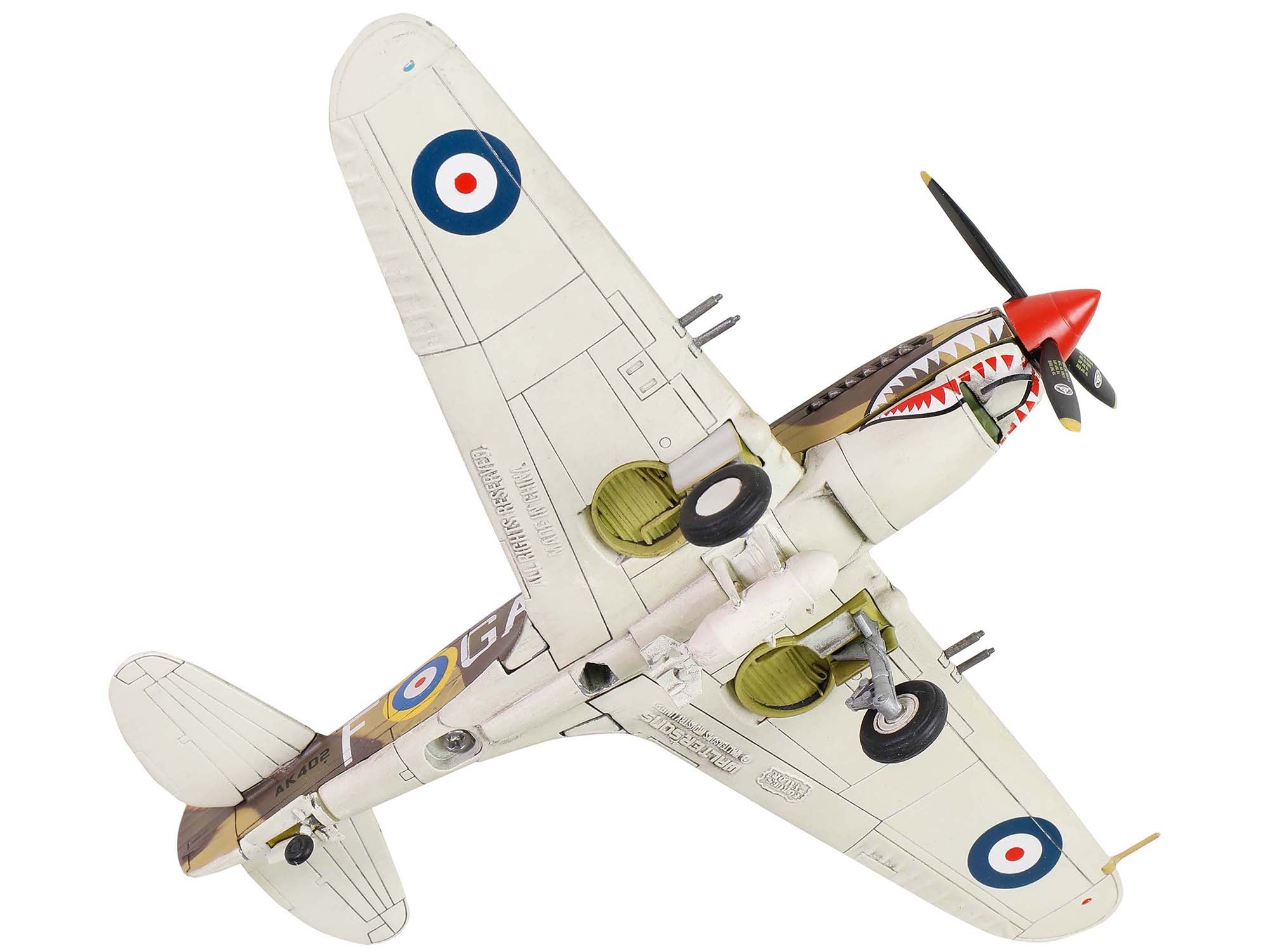 Curtiss P-40B Tomahawk MK IIB Aircraft Fighter "112 Squadron (Royal Air Force) AK402 GA-F North Africa" (October 1941) "WW2 Aircrafts Series" 1/72 Diecast Model by Forces of Valor - image 4