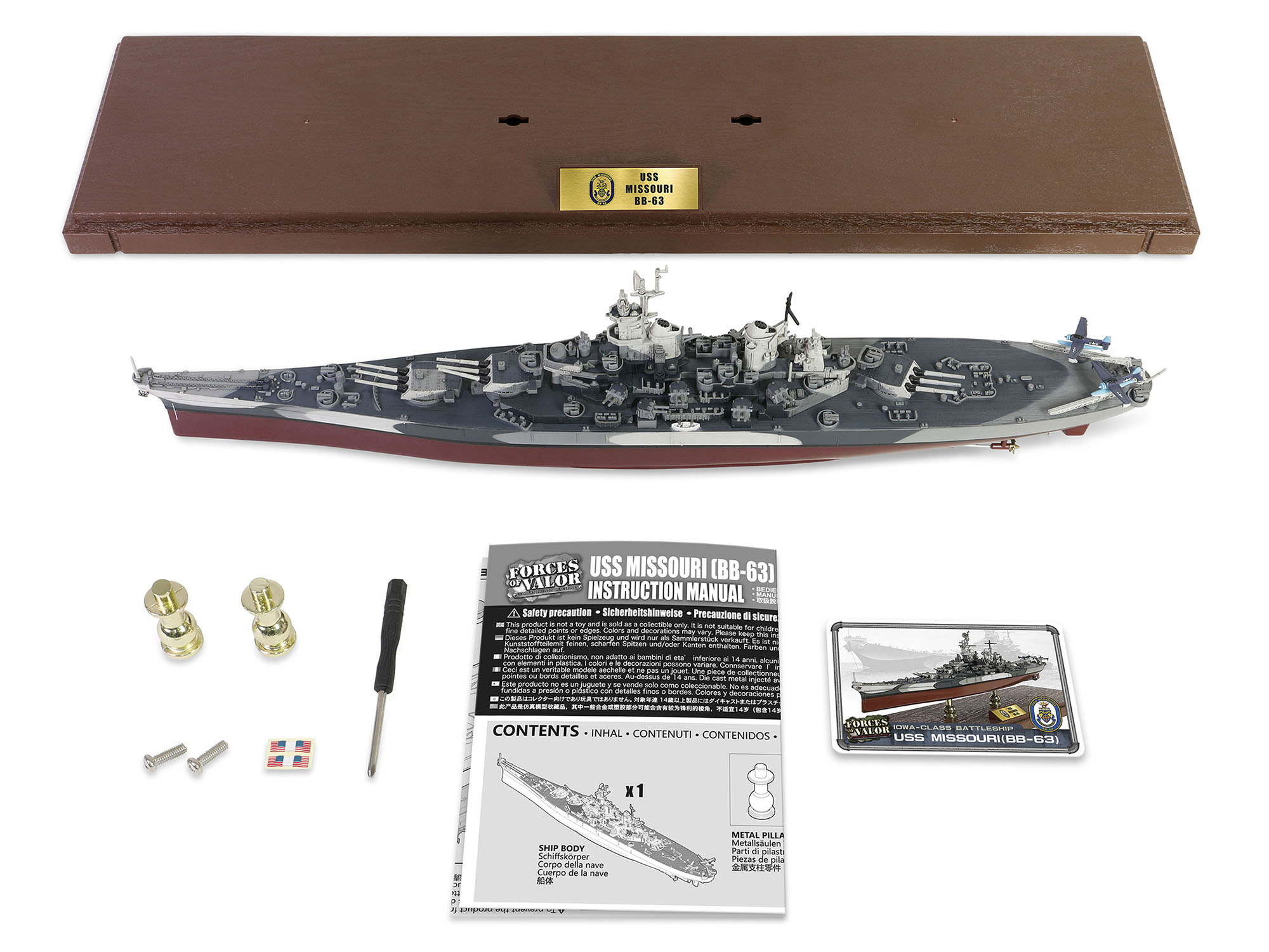 USS Missouri (BB-63) Iowa-class Battleship "Battle of Okinawa" (1945) United States Navy (Full Hull Edition) "Battleship" Series 1/700 Diecast Model by Forces of Valor - image 4