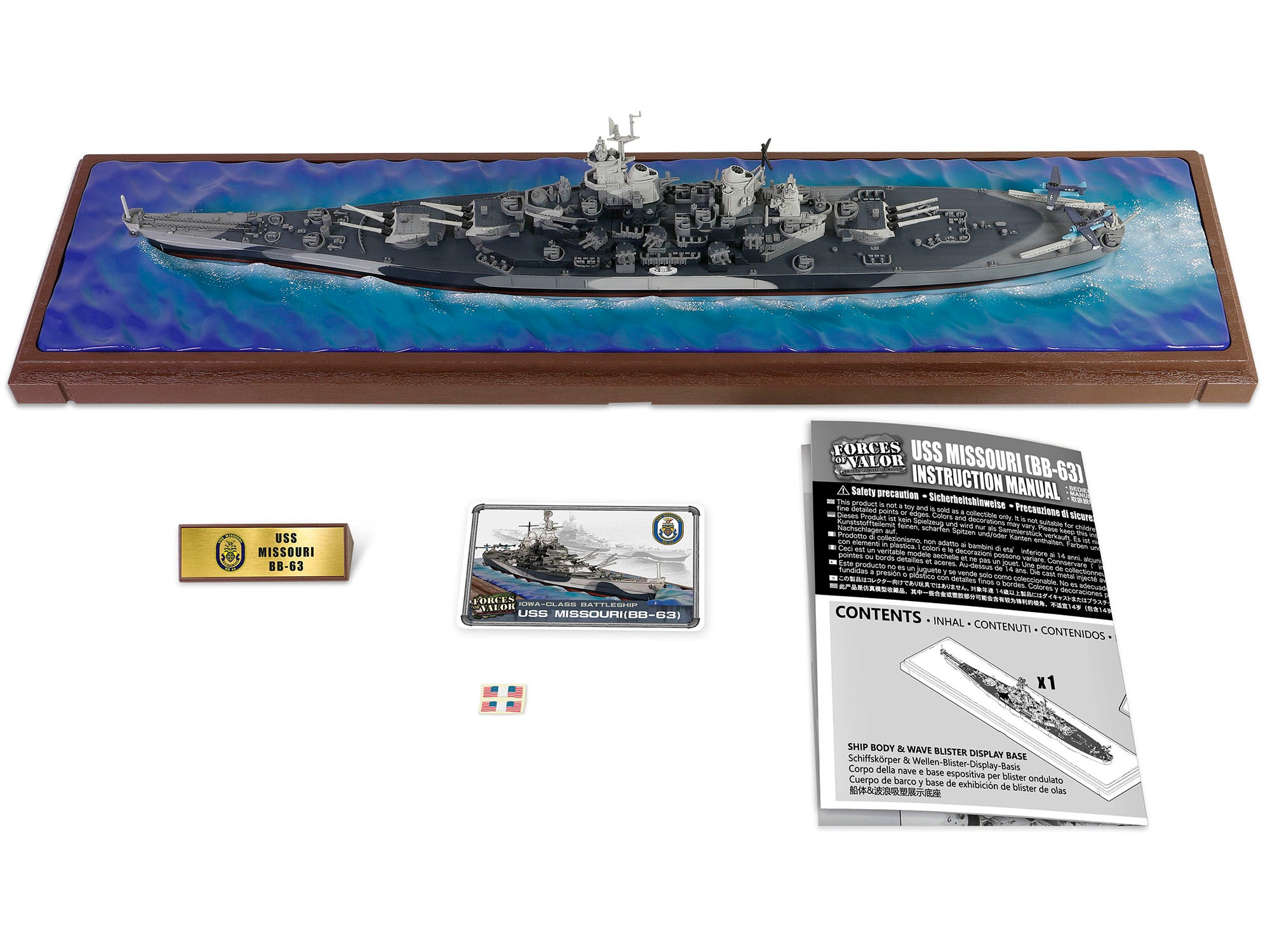 USS Missouri (BB-63) Iowa-class Battleship "Battle of Okinawa" (1945) United States Navy (Waterline Edition) "Battleship" Series 1/700 Diecast Model by Forces of Valor - image 4