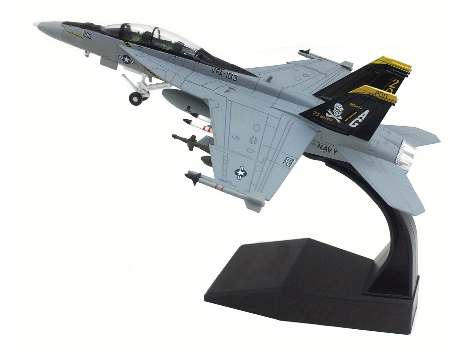 Boeing F/A-18F Super Hornet Fighter Aircraft "VFA-103 Jolly Rogers 75th Anniversary" (2018) United States Navy 1/100 Diecast Model Airplane - image 5