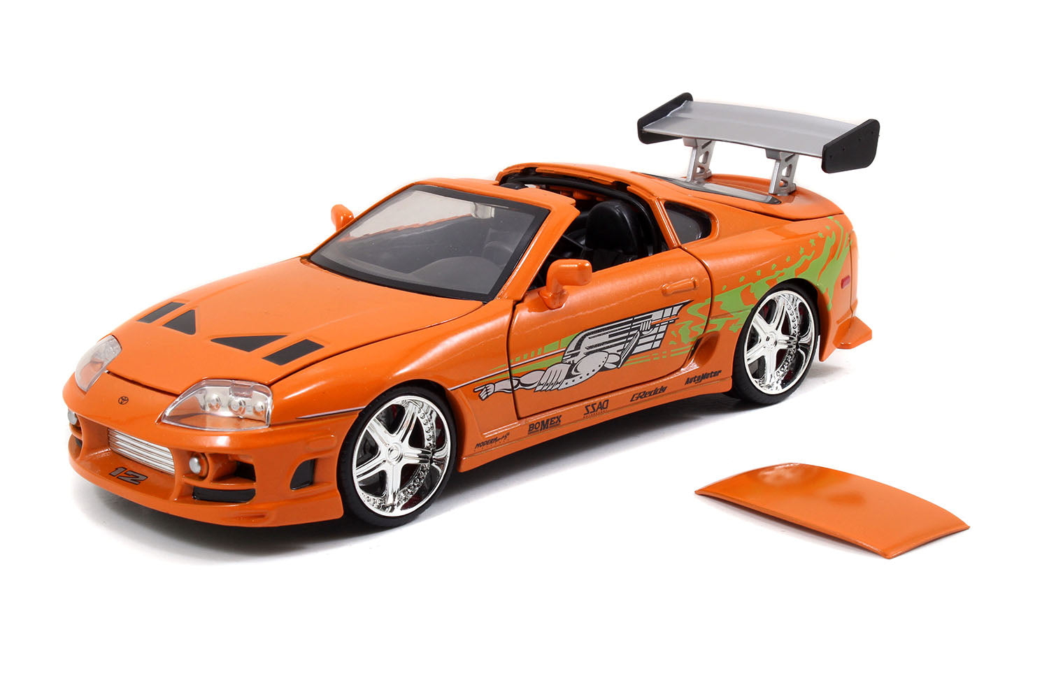 Model Kit Toyota Supra Metallic Orange with Brian Diecast Figure "Fast & Furious" Movie "Build N' Collect" 1/24 Diecast Model Car by Jada - image 3
