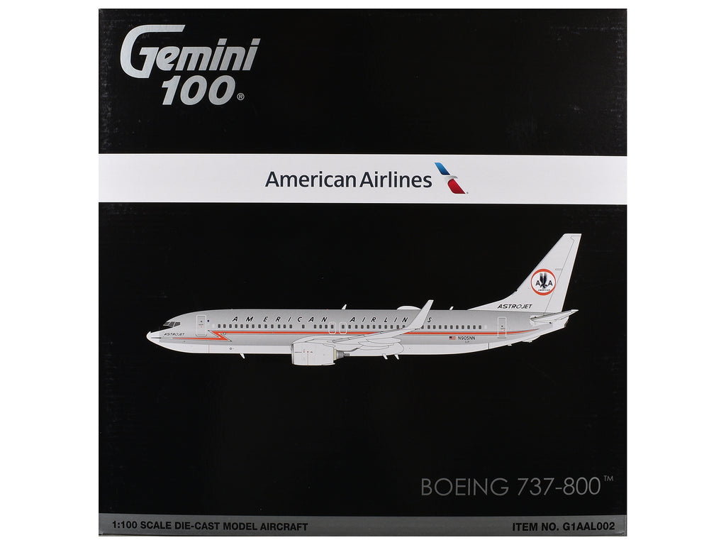 Boeing 737-800 Commercial Aircraft "American Airlines - American Heritage Jet" (N905NN) Silver with Red Stripes "Gemini 100" Series 1/100 Diecast Model Airplane by GeminiJets