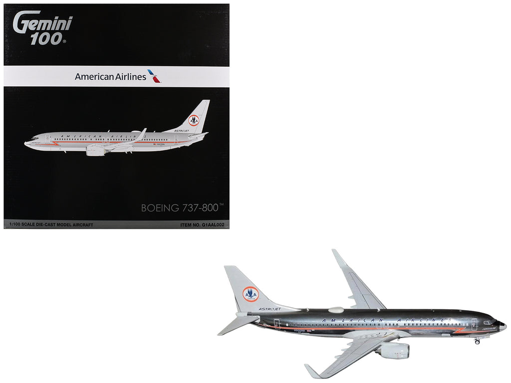 Boeing 737-800 Commercial Aircraft "American Airlines - American Heritage Jet" (N905NN) Silver with Red Stripes "Gemini 100" Series 1/100 Diecast Model Airplane by GeminiJets
