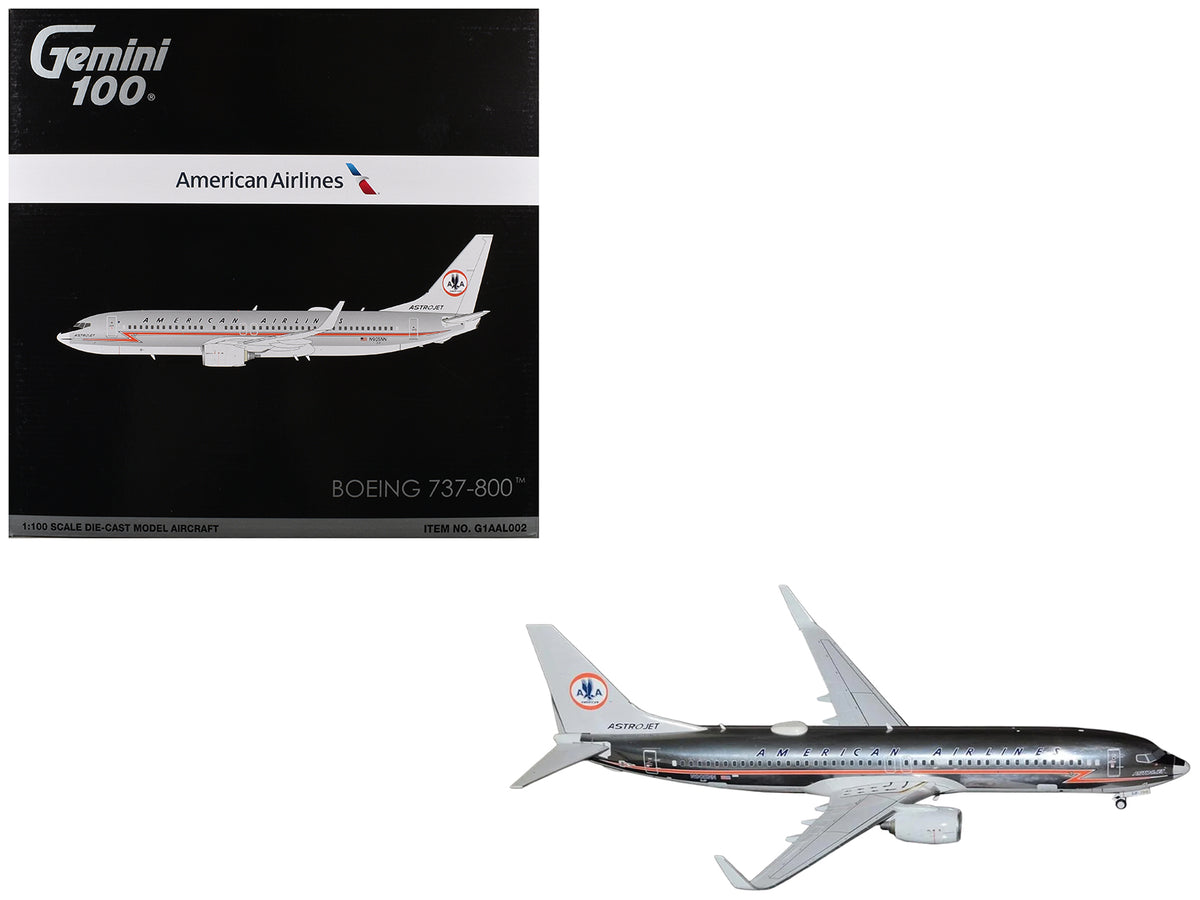 Boeing 737-800 Commercial Aircraft "American Airlines - American Heritage Jet" (N905NN) Silver with Red Stripes "Gemini 100" Series 1/100 Diecast Model Airplane by GeminiJets
