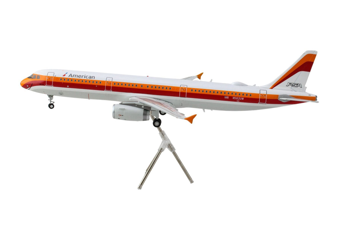 Airbus A321 Commercial Aircraft "American Airlines - PSA" (N582UW) White with Red and Orange Stripes "Gemini 200" Series 1/200 Diecast Model Airplane by GeminiJets - image 3