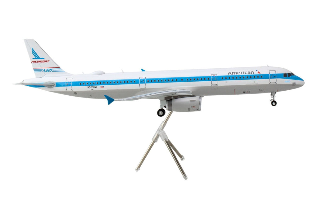 Airbus A321 Commercial Aircraft "American Airlines - Piedmont" (N581UW) White with Blue Stripes "Gemini 200" Series 1/200 Diecast Model Airplane by GeminiJets - image 3