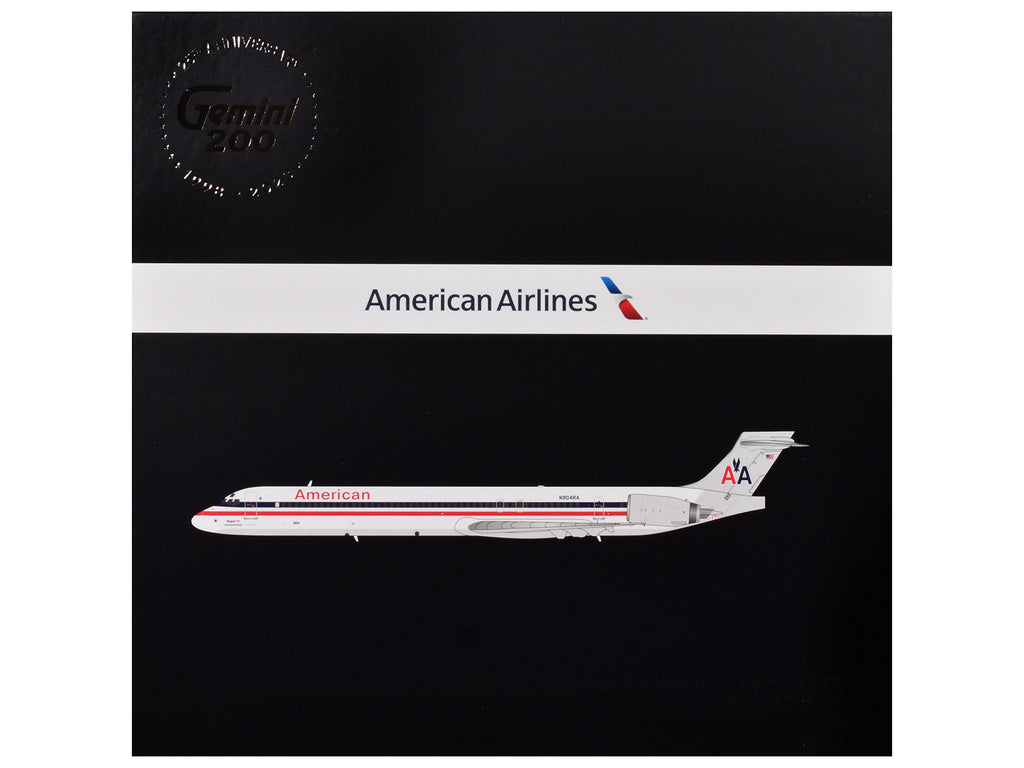McDonnell Douglas MD-90 Commercial Aircraft "American Airlines" (N904RA) White with Red and Blue Stripes "Gemini 200" Series 1/200 Diecast Model Airplane by GeminiJets