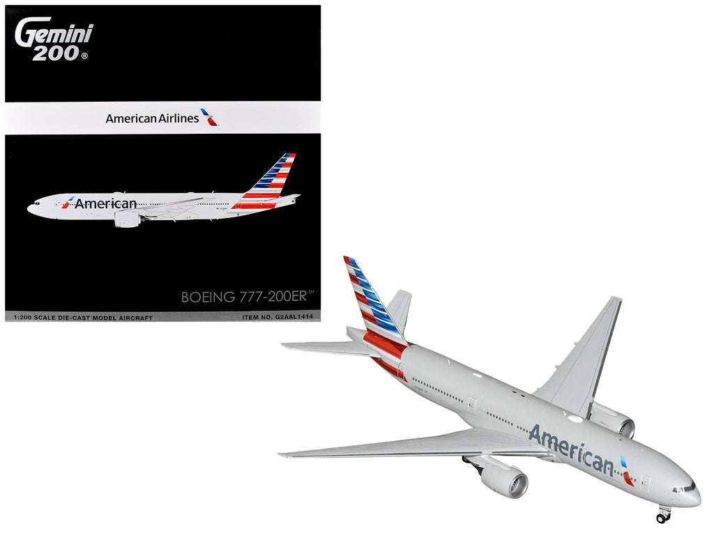 Boeing 777-200ER Commercial Aircraft "American Airlines" (N788AN) Silver with Striped Tail "Gemini 200" 1/200 Diecast Model Airplane by GeminiJets