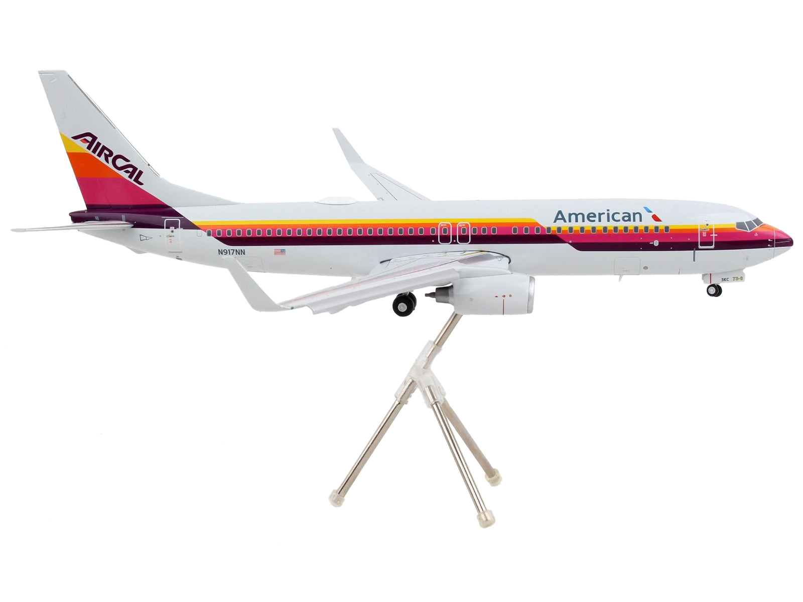 Boeing 737-800 Commercial Aircraft with Flaps Down "American Airlines - AirCal" Gray with Stripes "Gemini 200" Series 1/200 Diecast Model Airplane by GeminiJets - image 2