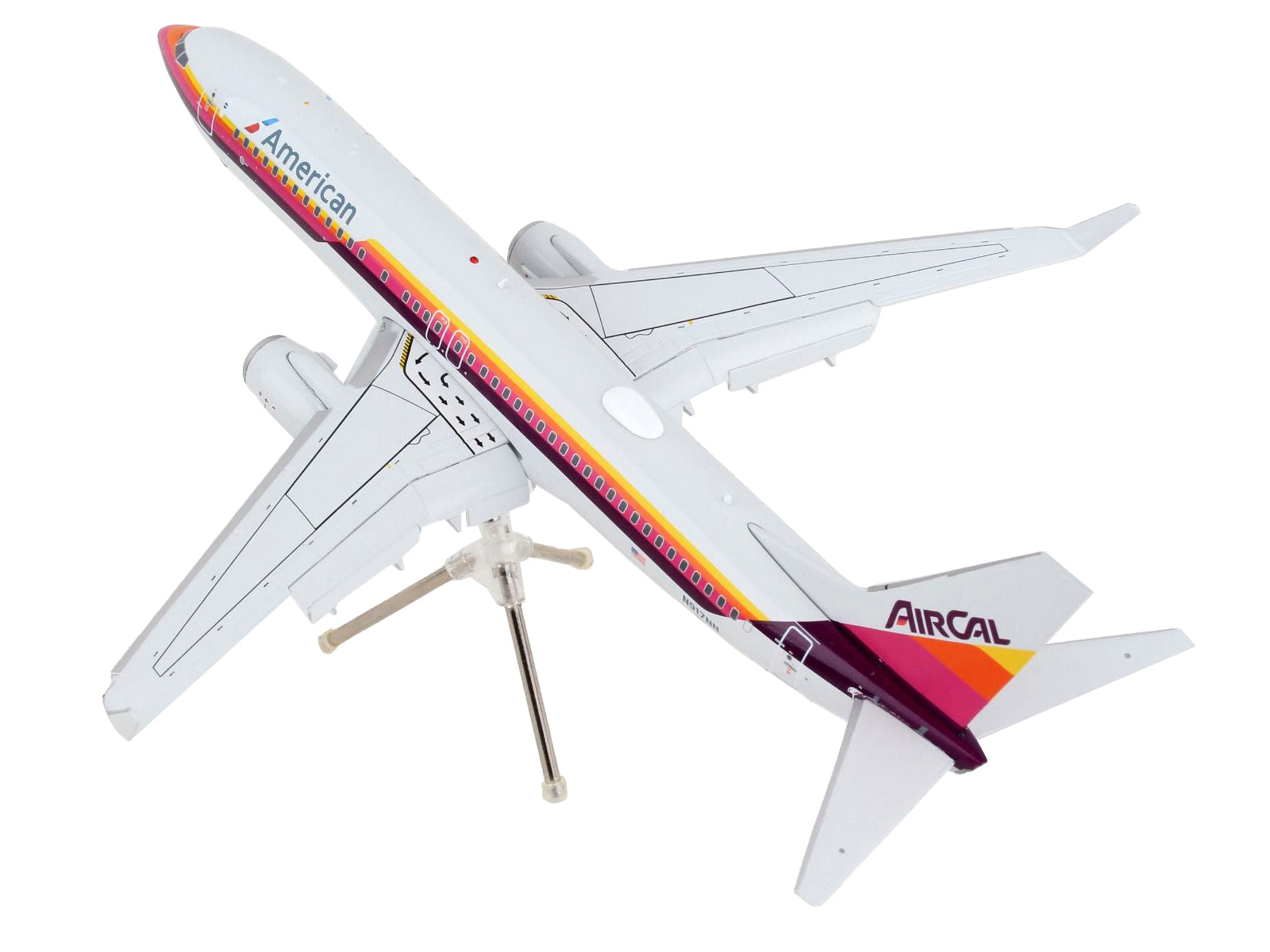 Boeing 737-800 Commercial Aircraft with Flaps Down "American Airlines - AirCal" Gray with Stripes "Gemini 200" Series 1/200 Diecast Model Airplane by GeminiJets - image 3