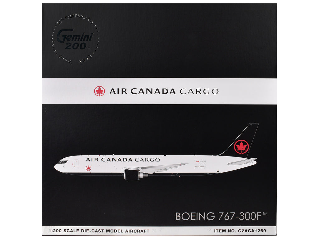 Boeing 767-300F Commercial Aircraft "Air Canada Cargo" (C-GXHM) White with Black Tail "Gemini 200" Series 1/200 Diecast Model Airplane by GeminiJets - image 3