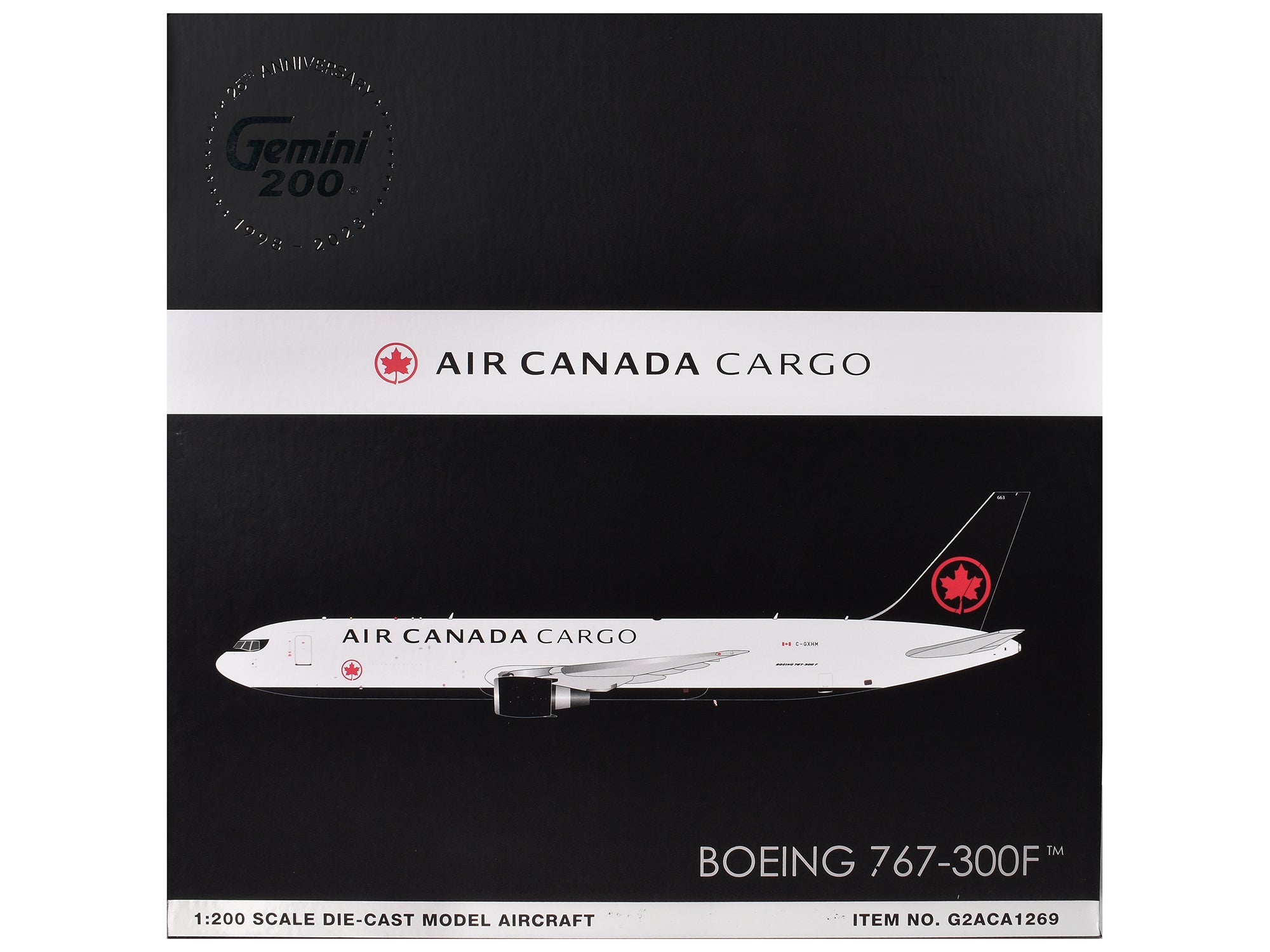 Boeing 767-300F Commercial Aircraft "Air Canada Cargo" (C-GXHM) White with Black Tail "Gemini 200" Series 1/200 Diecast Model Airplane by GeminiJets - image 3
