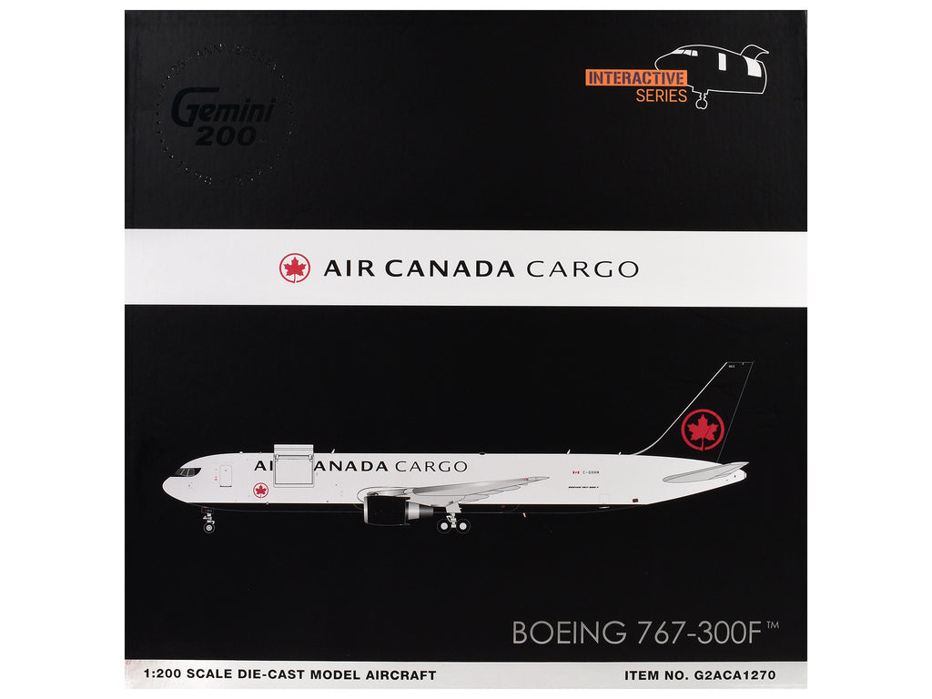 Boeing 767-300F Commercial Aircraft "Air Canada Cargo" (C-GXHM) White with Black Tail "Gemini 200 - Interactive Series" 1/200 Diecast Model Airplane by GeminiJets - image 3