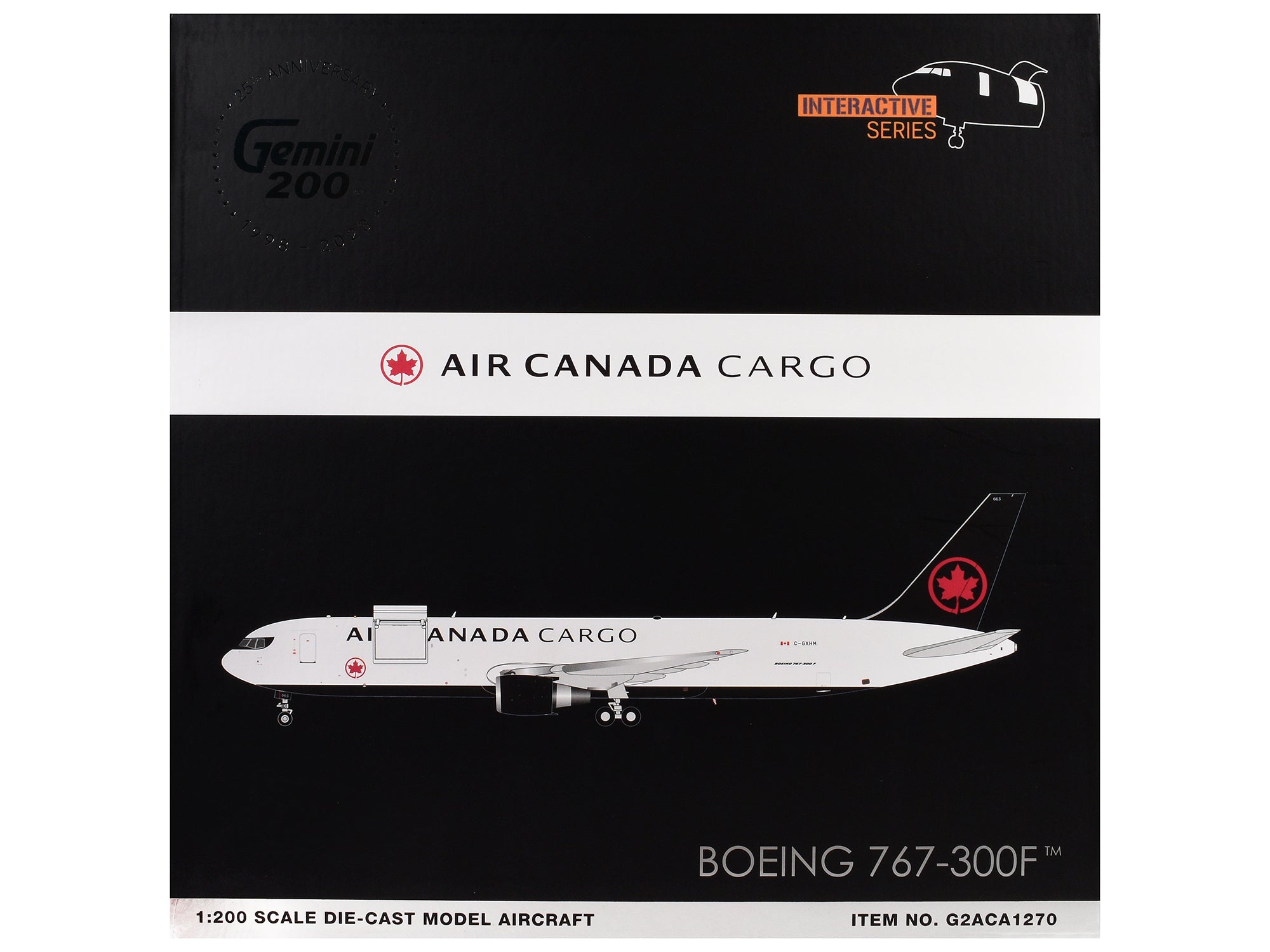 Boeing 767-300F Commercial Aircraft "Air Canada Cargo" (C-GXHM) White with Black Tail "Gemini 200 - Interactive Series" 1/200 Diecast Model Airplane by GeminiJets - image 3
