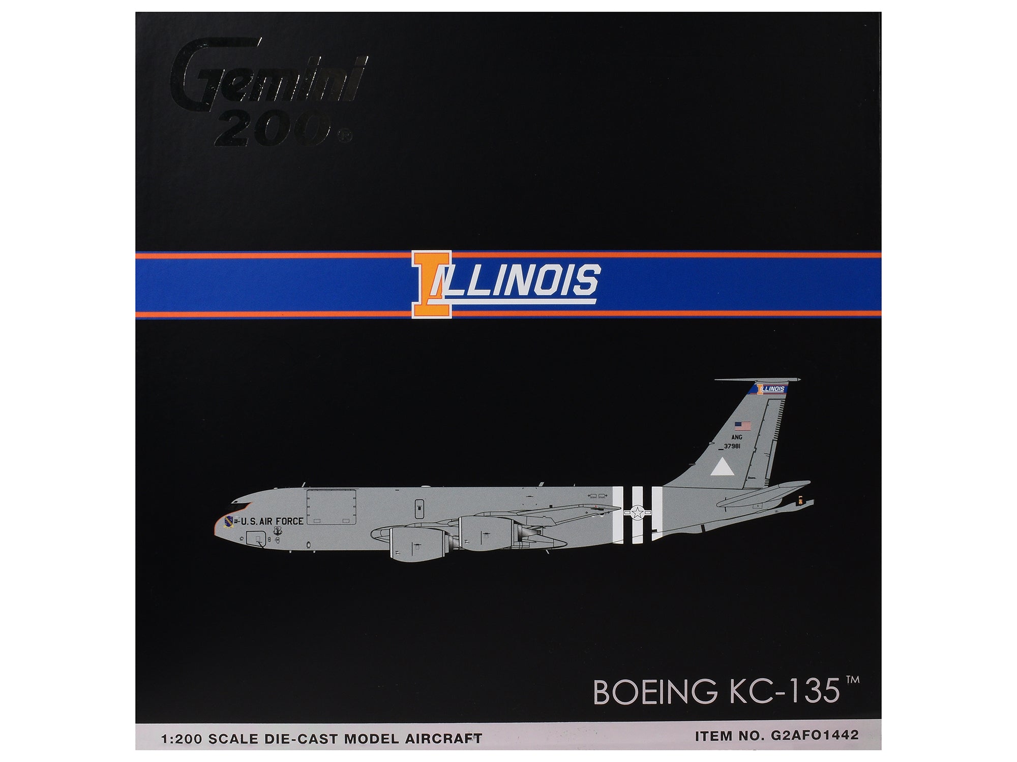 Boeing KC-135R Stratotanker Tanker Aircraft "Illinois Air National Guard" (63-7981) United States Air Force "Gemini 200" Series 1/200 Diecast Model by GeminiJets - image 3