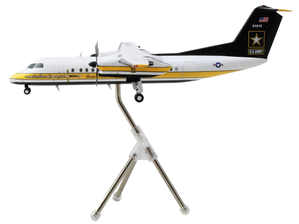 Bombardier C-147A Transport Aircraft "Golden Knights Parachute Team" United States Army (17-01610) White with Yellow Stripes and Black Tail "Gemini 200" Series 1/200 Diecast Model Airplane by GeminiJets - image 3