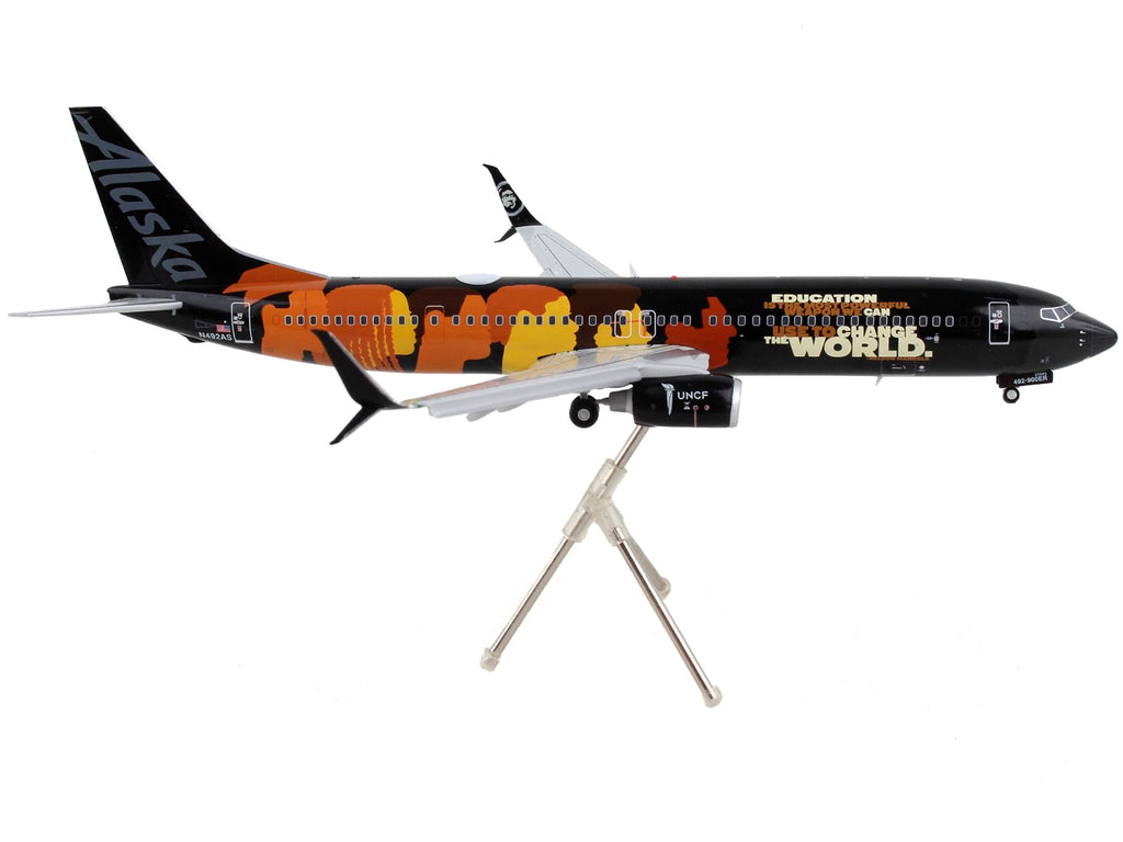 Boeing 737-900ER Commercial Aircraft with Flaps Down "Alaska Airlines - Our Commitment" Black with Graphics "Gemini 200" Series 1/200 Diecast Model Airplane by GeminiJets - image 2