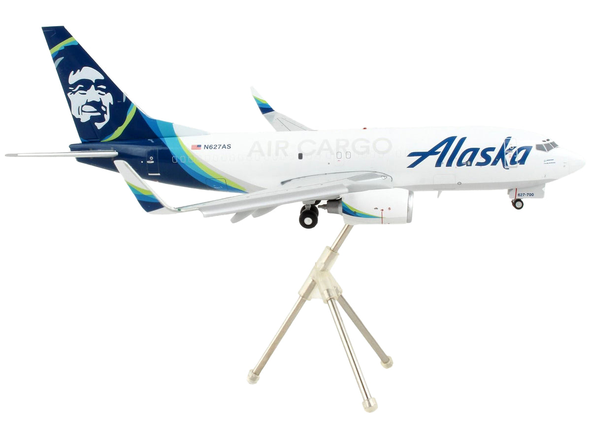 Boeing 737-700BDSF Commercial Aircraft with Flaps Down "Alaska Air Cargo" White with Blue Tail "Gemini 200" Series 1/200 Diecast Model Airplane by GeminiJets - image 2