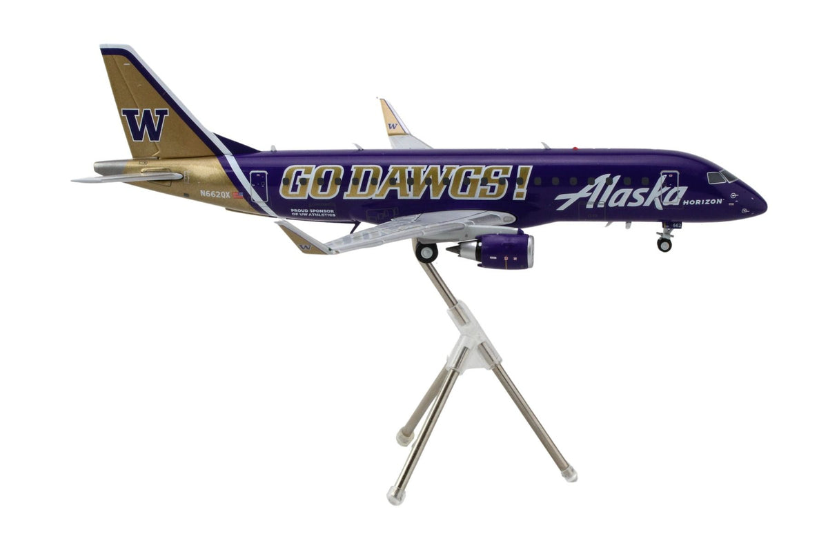Embraer ERJ-175 Commercial Aircraft "Alaska Airlines/Horizon - University of Washington Huskies" (N662QX) Purple with Gold Tail "Gemini 200" Series 1/200 Diecast Model Airplane by GeminiJetsG2ASA1287 - image 3