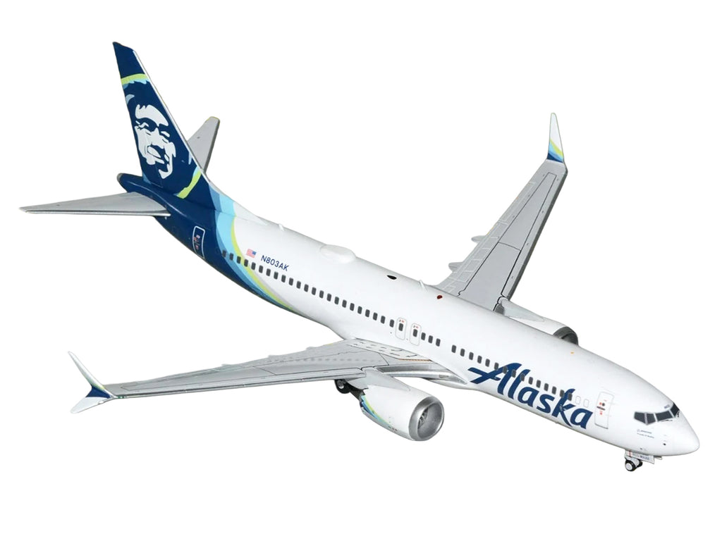 Boeing 737 MAX 8 Commercial Aircraft "Alaska Airlines" (N803AK) White with Blue Tail "Gemini 200" Series 1/200 Diecast Model Airplane by GeminiJets - image 2