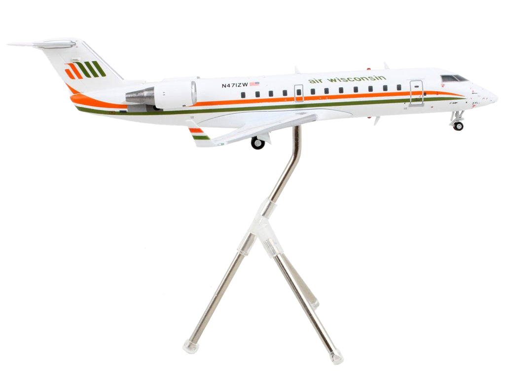 Bombardier CRJ200 Commercial Aircraft "Air Wisconsin" White with Orange and Green Stripes "Gemini 200" Series 1/200 Diecast Model Airplane by GeminiJets - image 2