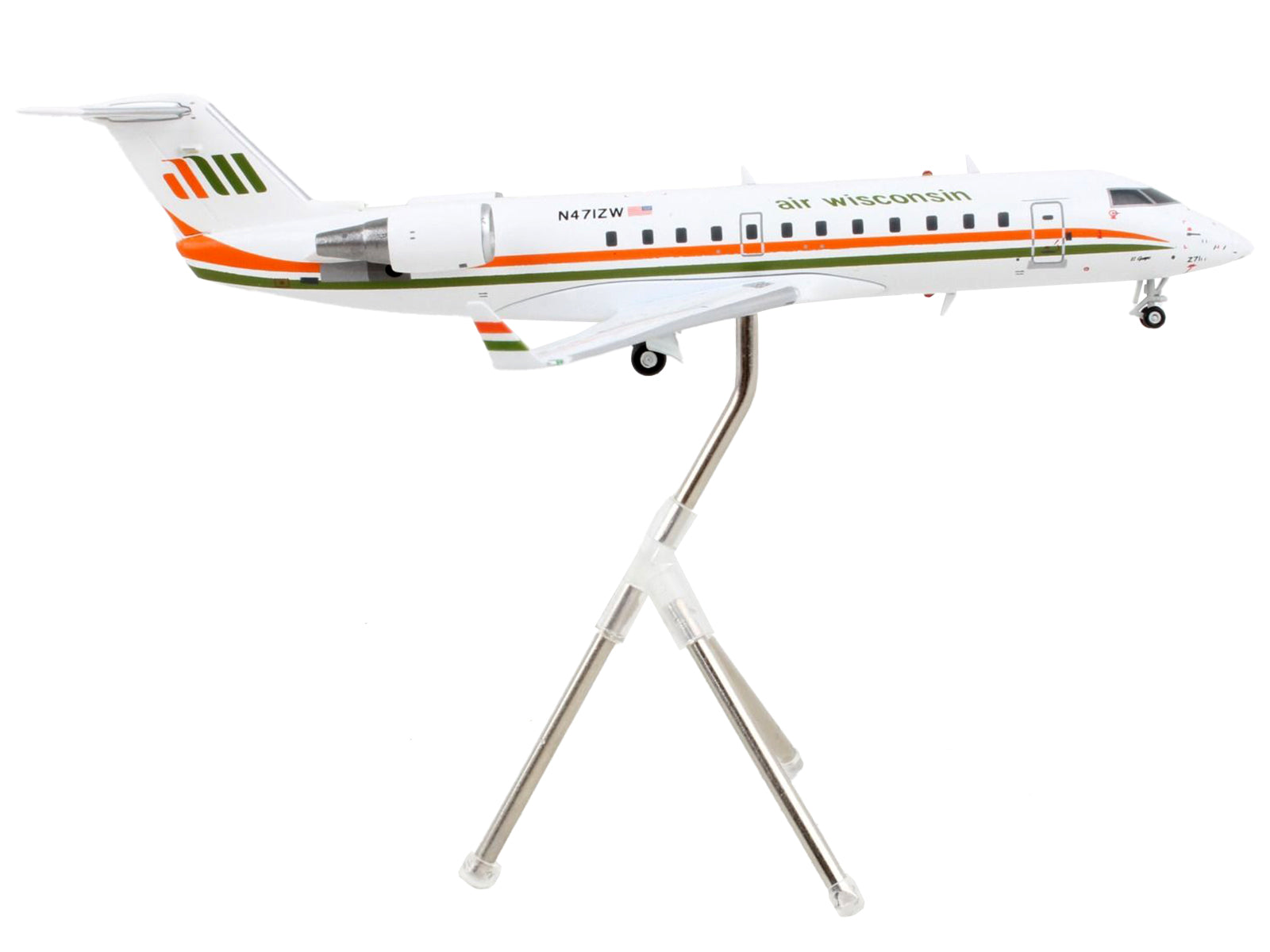 Bombardier CRJ200 Commercial Aircraft "Air Wisconsin" White with Orange and Green Stripes "Gemini 200" Series 1/200 Diecast Model Airplane by GeminiJets - image 2