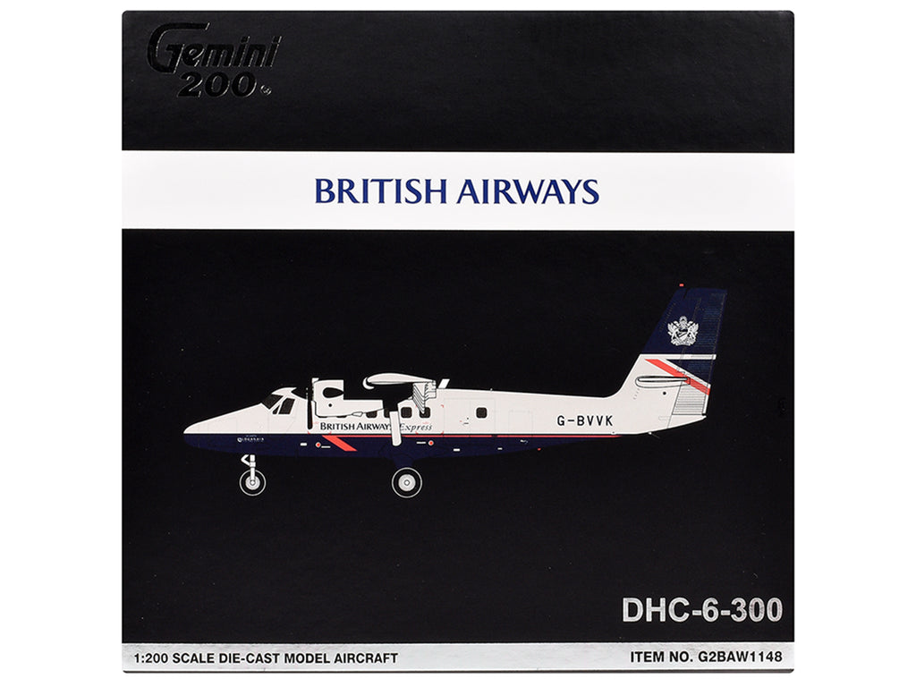 De Havilland DHC-6-300 Commercial Aircraft "British Airways Express" (N803AK) Gray with Blue Tail "Gemini 200" Series 1/200 Diecast Model Airplane by GeminiJets - image 3
